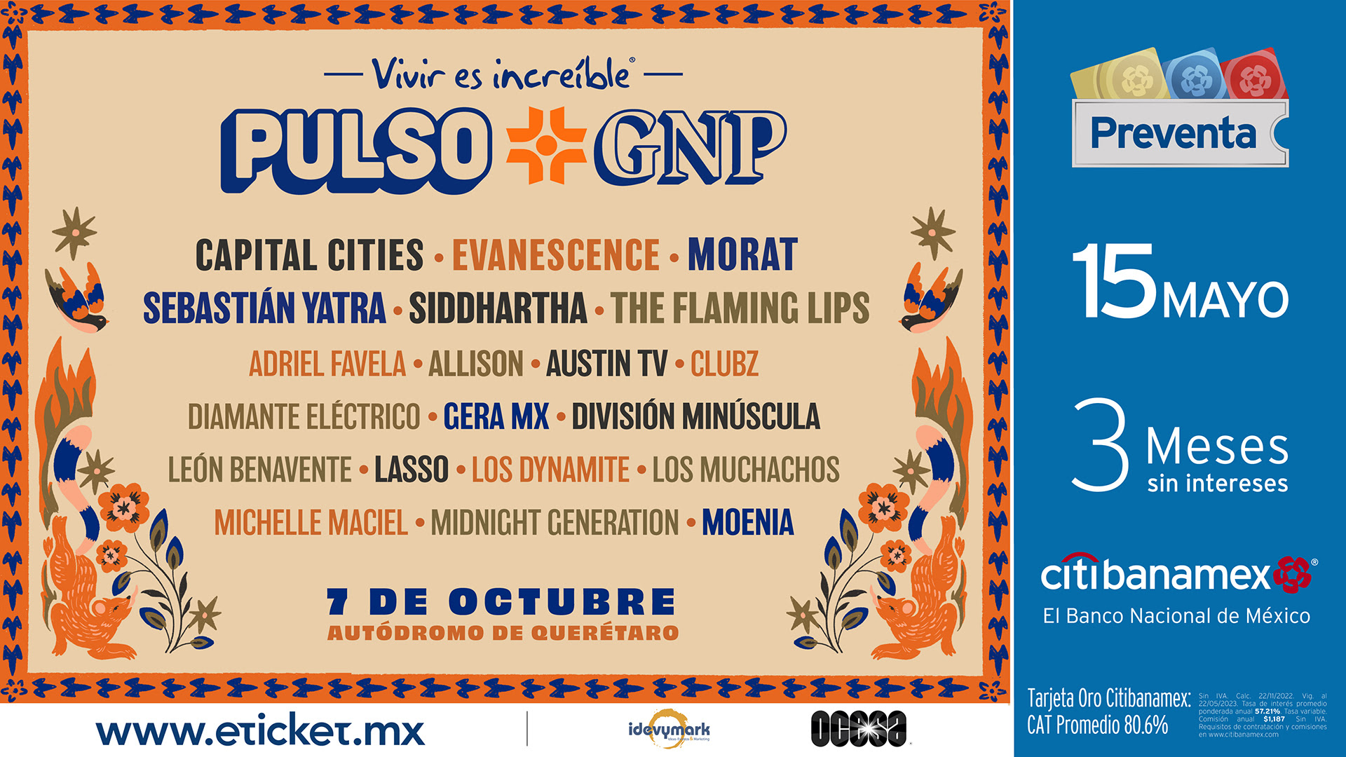 ¡Se liberó el cartel del Festival Pulso GNP 2023!