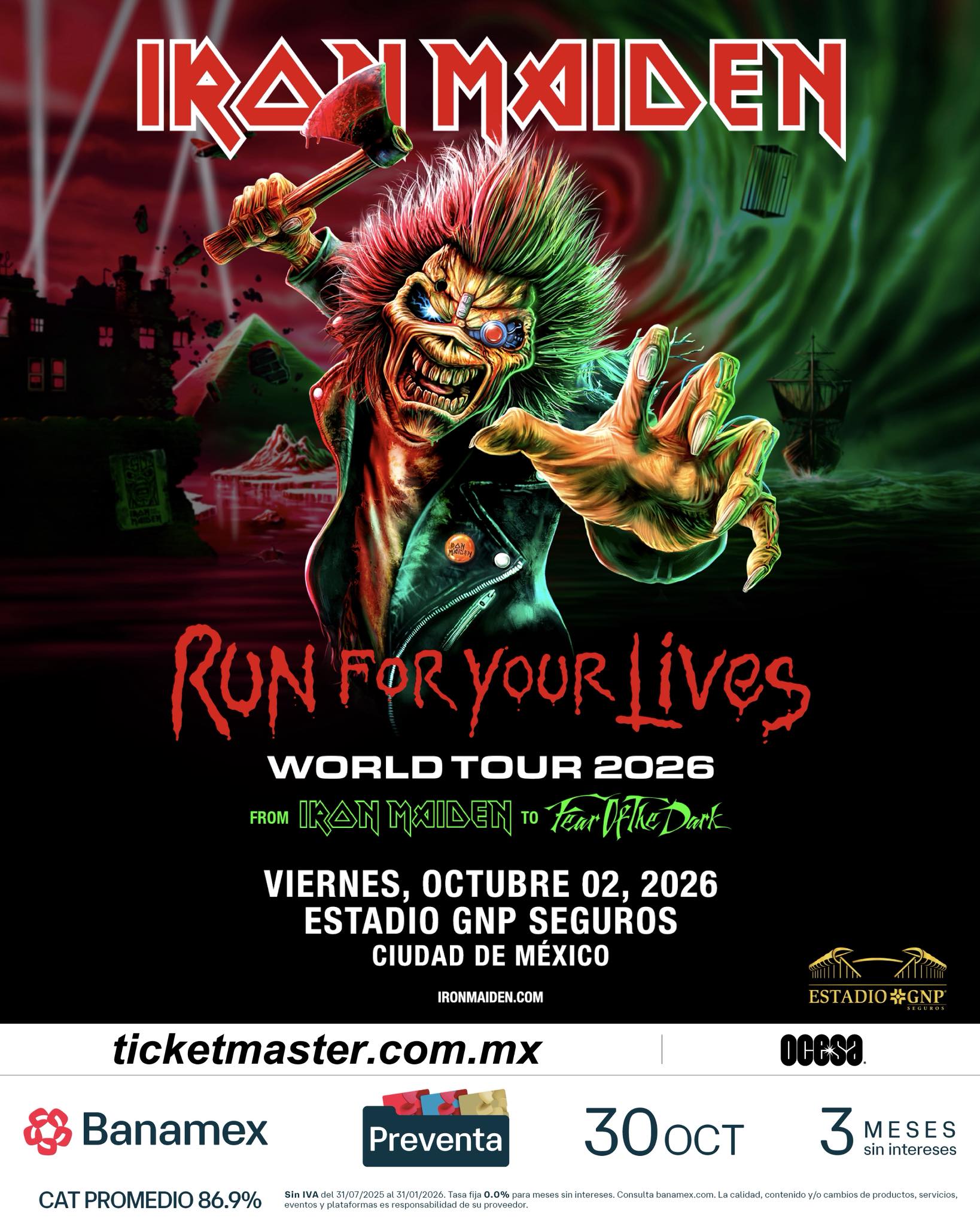 IRON MAIDEN CONFIRMA SU REGRESO A MÉXICO CON EL RUN FOR YOUR LIVES WORLD TOUR 2026