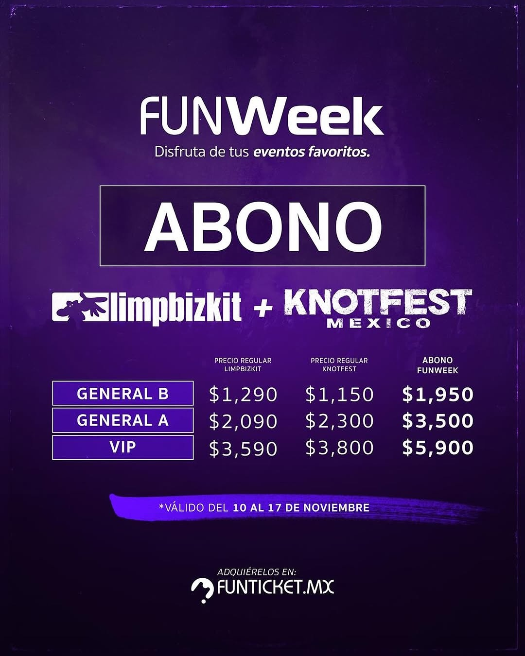 FUNWEEK LLEGA A LA CDMX CON UNA PROMOCIÓN IMPERDIBLE: LIMP BIZKIT + KNOTFEST MÉXICO 2025