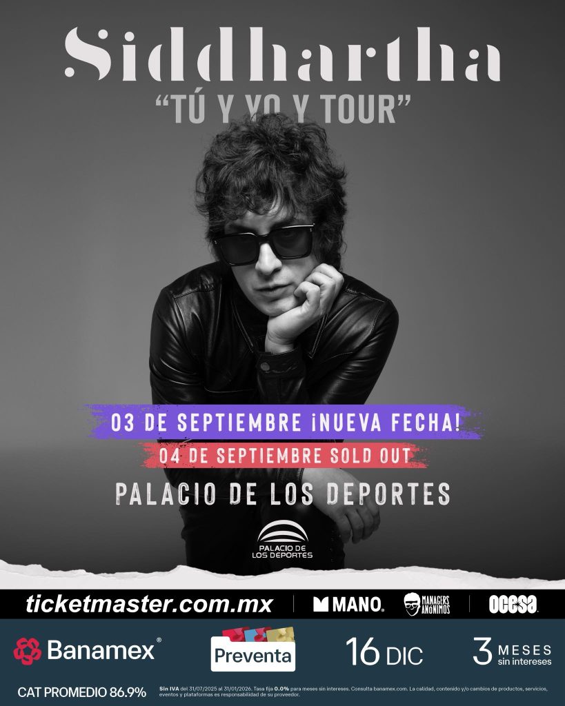 Siddhartha confirma nueva fecha tras doble sold out en CDMX