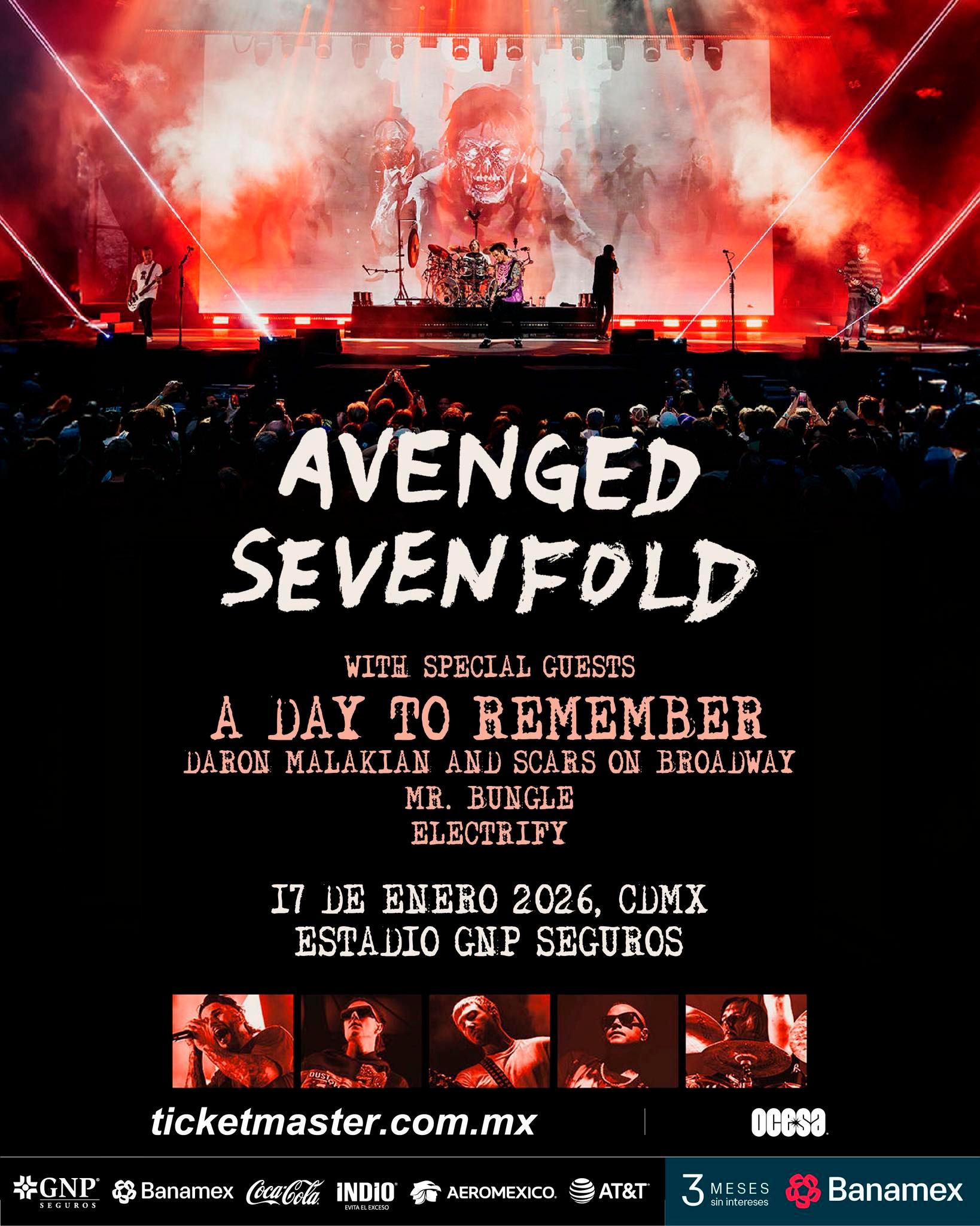 Electrify es la banda mexicana encargada de abrir el show de Avenged Sevenfold