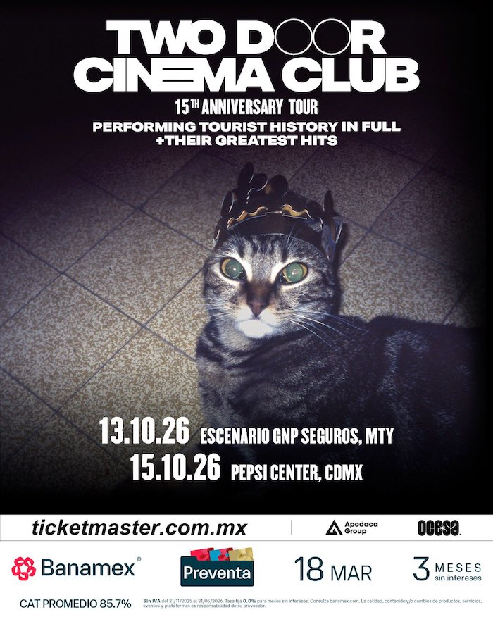 Two Door Cinema Club regresa a México con su gira por el 15º aniversario de Tourist History
