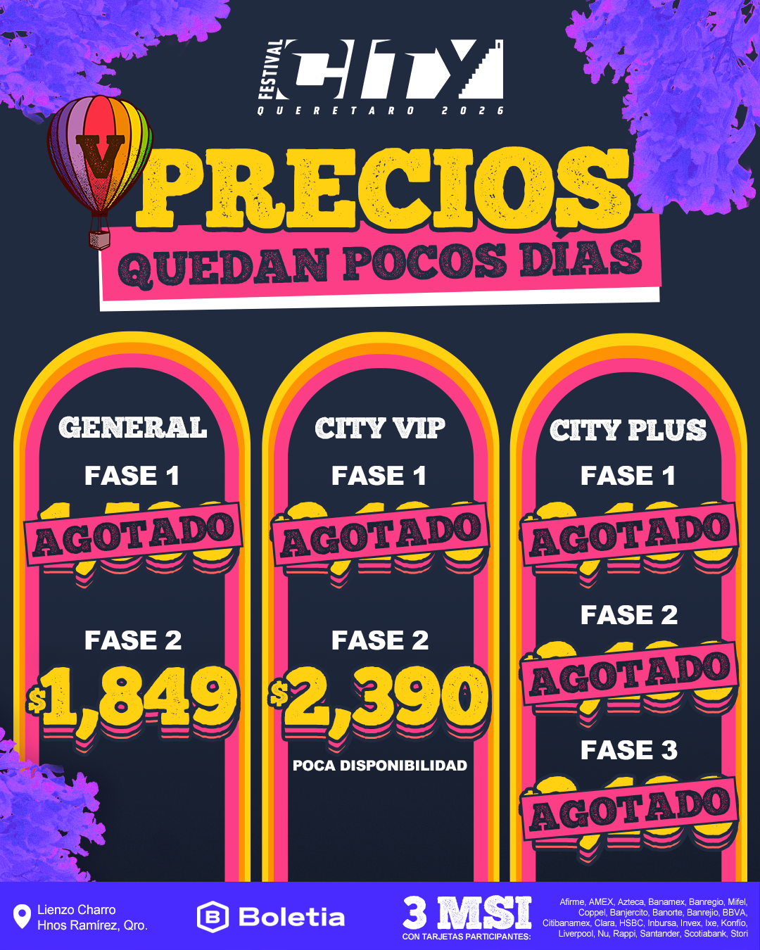 Festival City Querétaro agota sus primeras fases de boletos rumbo a su 5º aniversario
