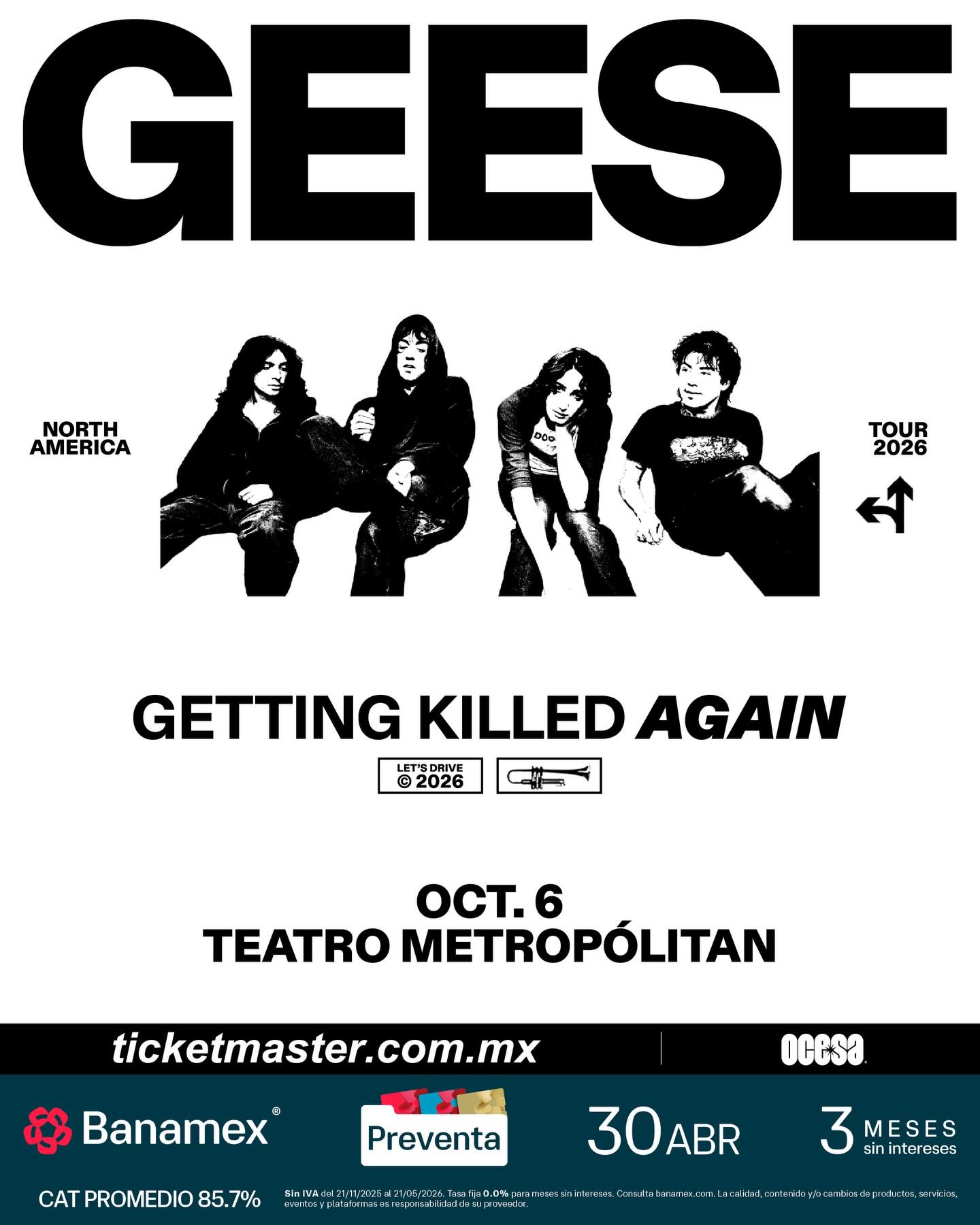 GEESE ANUNCIA CONCIERTO EN LA CIUDAD DE MÉXICO: EL TEATRO METROPÓLITAN SERÁ TESTIGO DE SU REGRESO